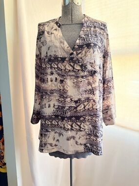 Tianello Diva boho silk top with wide three-quarter sleeves